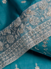 Pure Cotton Cambric Sky Blue Color Unstitched  Suit Set.